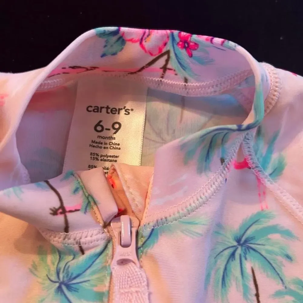 Carters pink white tropical rash gaurd swim